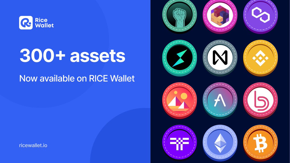 300 assets are available on #RICE Wallet

RICE supported many hot tokens: 

BIT @BitDAO_Official, SOS <a href="/The_OpenDAO/">Beanz Ghostzy</a>, DOME <a href="/Everdome_io/">Everdome</a>, BANANA <a href="/ape_swap/">ApeSwap (old handle)</a>, ELON <a href="/DogelonMars/">Dogelon Mars</a>, T <a href="/Threshold/">Threshold</a>, METIS <a href="/MetisDAO/">Metis</a> 

Now, everyone can transfer and easily swap on App.

ricewallet.io/blog/more-than…
