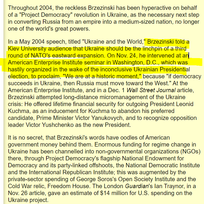 TheDonSean's tweet photo. Do not give #Russia the war it wants to wipe out the West. The best enemies do not fight but survive.  #Brezinski is main promoter of #British foreign policy which seduced Americans.  These are Halfred Mackinder's policies.  #Ukraine crisis started in 2004, not 2014 and not 2022. https://t.co/6mgz1wVA37