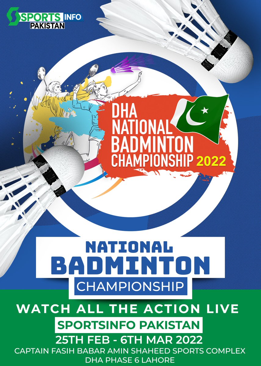 Watch DHA National Badminton Championship 2022 from 25th Feburary to 6th March 2022 on Sportsinfo Pakistan. #NBC2022 #badminton #DHALahore #Lahore #Sports #Live #SportsinfoPakistan 

Facebook - LIVE: facebook.com/sportsinfo.pk