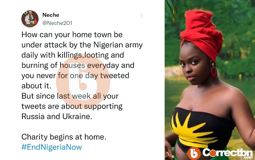 correctbn's tweet photo. Let's stay focus #Biafraland is bleeding - Neche urges #Biafrans | #CorrectBN https://t.co/y55QPW3sUN