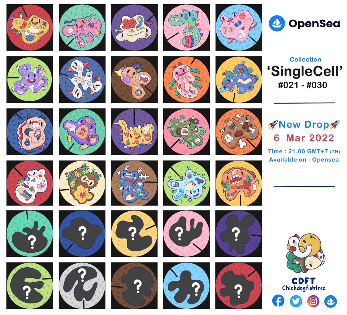 🚀Collection SingleCell🚀
👾👾 #001-020 👾👾
⭐️0.025 ETH⭐️

🛸New Drop: 6 Mar 2022 🛸
Available On .. Opensea
Link : opensea.io/collection/sin…

#NFTCollection #NFT #NFTCommunity #NFTartist #opensea #NFTTHAILAND #nftart