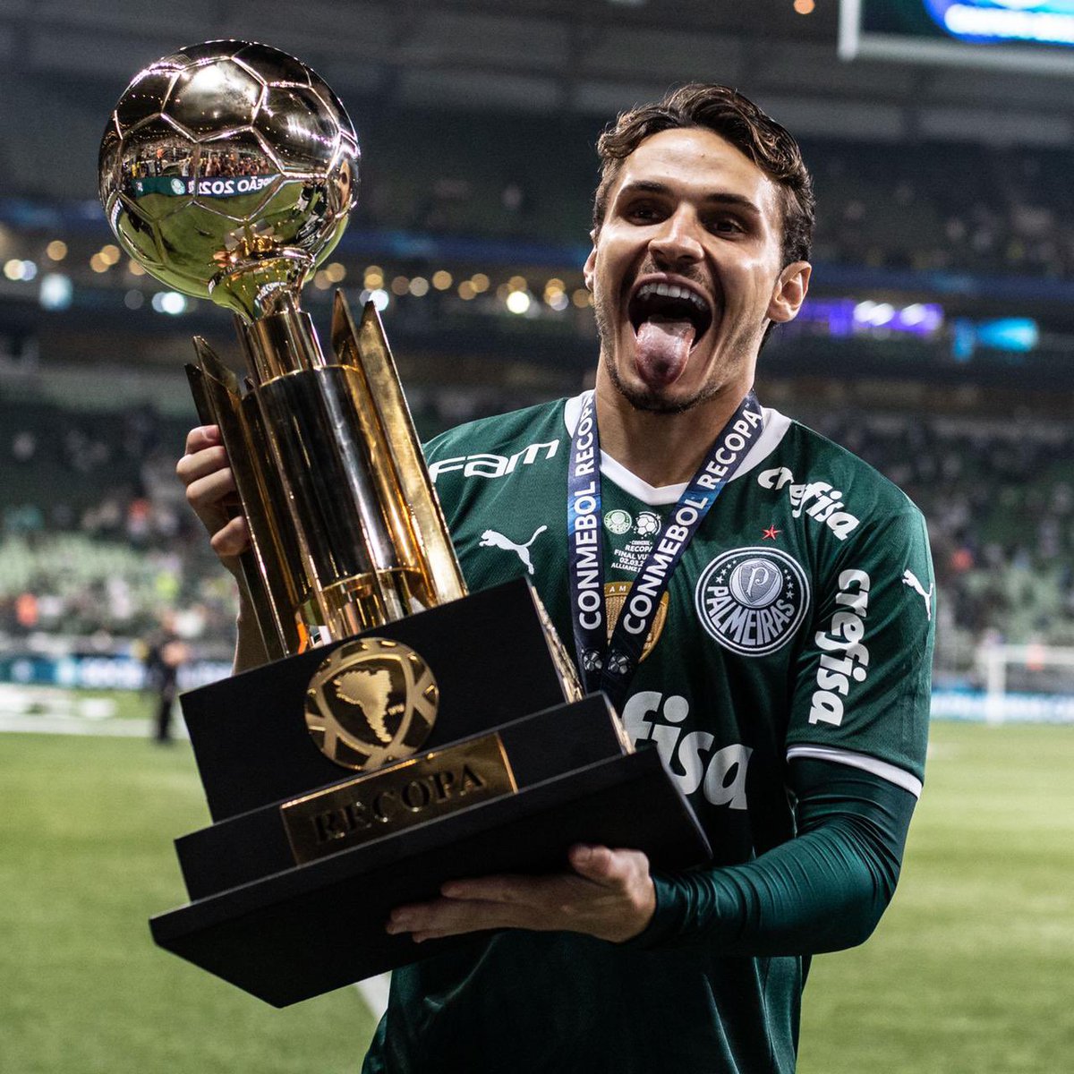 raphaelveiga23's tweet photo. Um grupo que não tem medo do trabalho. Um elenco que faz o que for preciso para conquistar títulos.

Sou grato e tenho orgulho de estar fazendo parte da história. Avantiiiiiiiii, Palestra!! Mais um 🏆 

🟢⚪️ @Palmeiras https://t.co/77LC7oSive