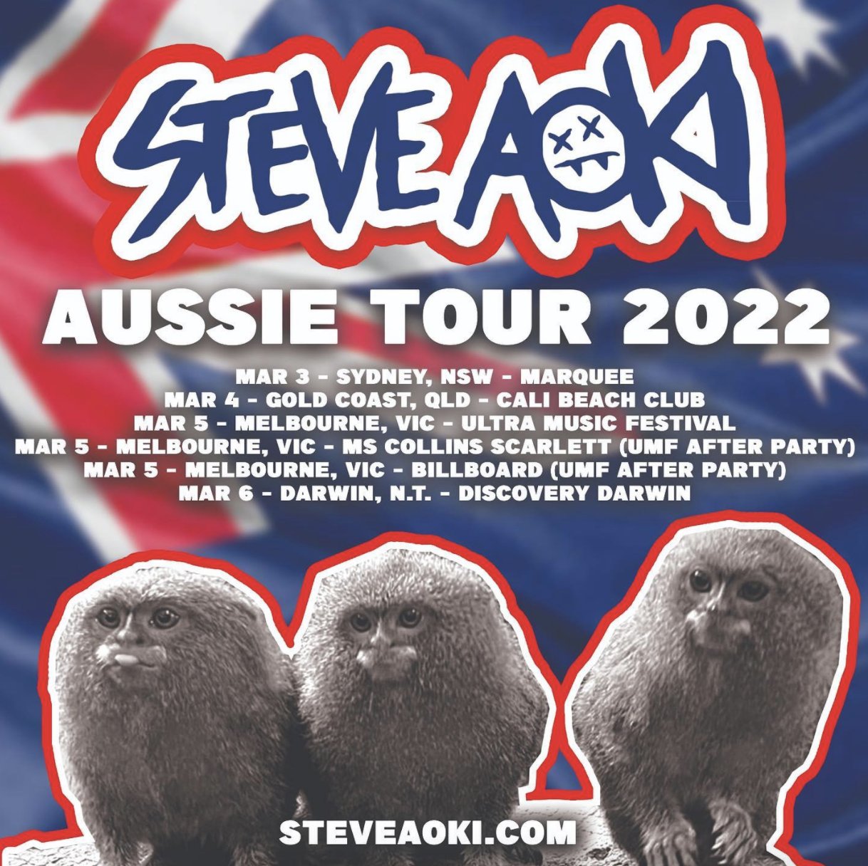Steve Aoki on Twitter "🇦🇺 Aussie aussie aussie oi oi oi! Australia tour begins tonight! Tag