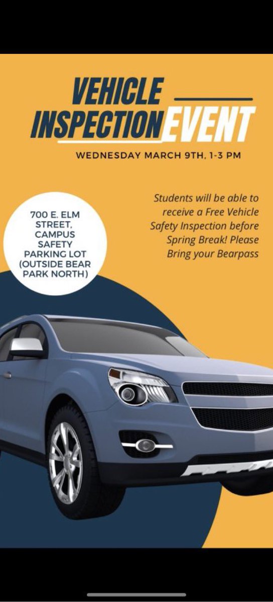 MOStateSGA's tweet image. One week from today! Come get your car inspected before heading off for spring break! Can’t wait to see everyone there!
