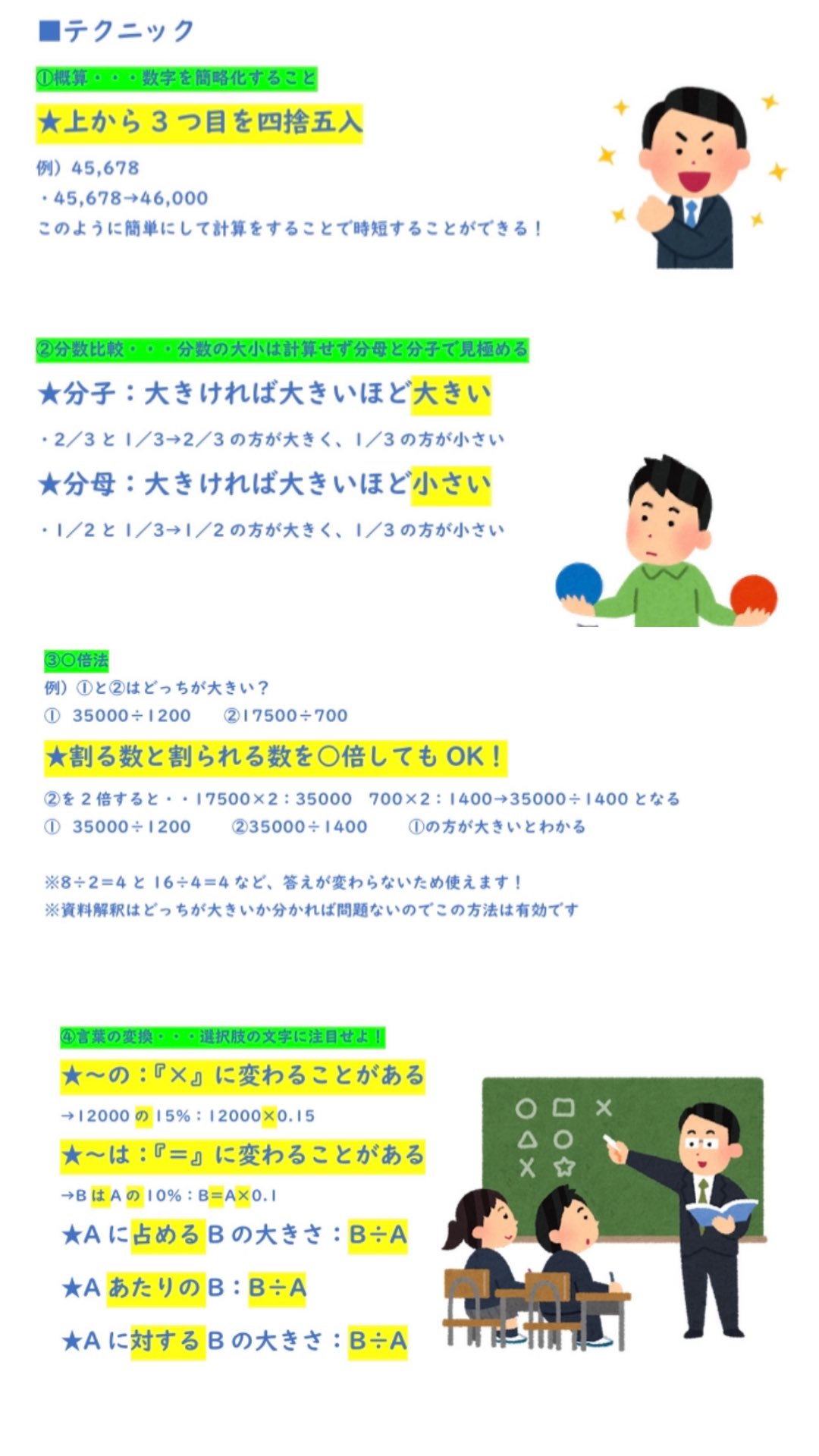 公務員専門オンライン予備校 公務員のライト 資料解釈は今からでも伸びる テクニック から までのまとめです 使ってみてください T Co Bqncbrqydc Twitter