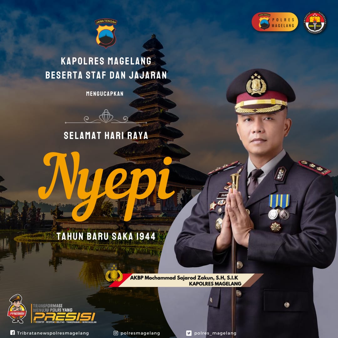 polseksalam's tweet photo. Kapolres Magelang Beserta Staff Dan Bhayangkari Mengucapkan Selamat Hari Raya Nyepi Tahun Baru Saka 1944 https://t.co/lDWtmaEmPy