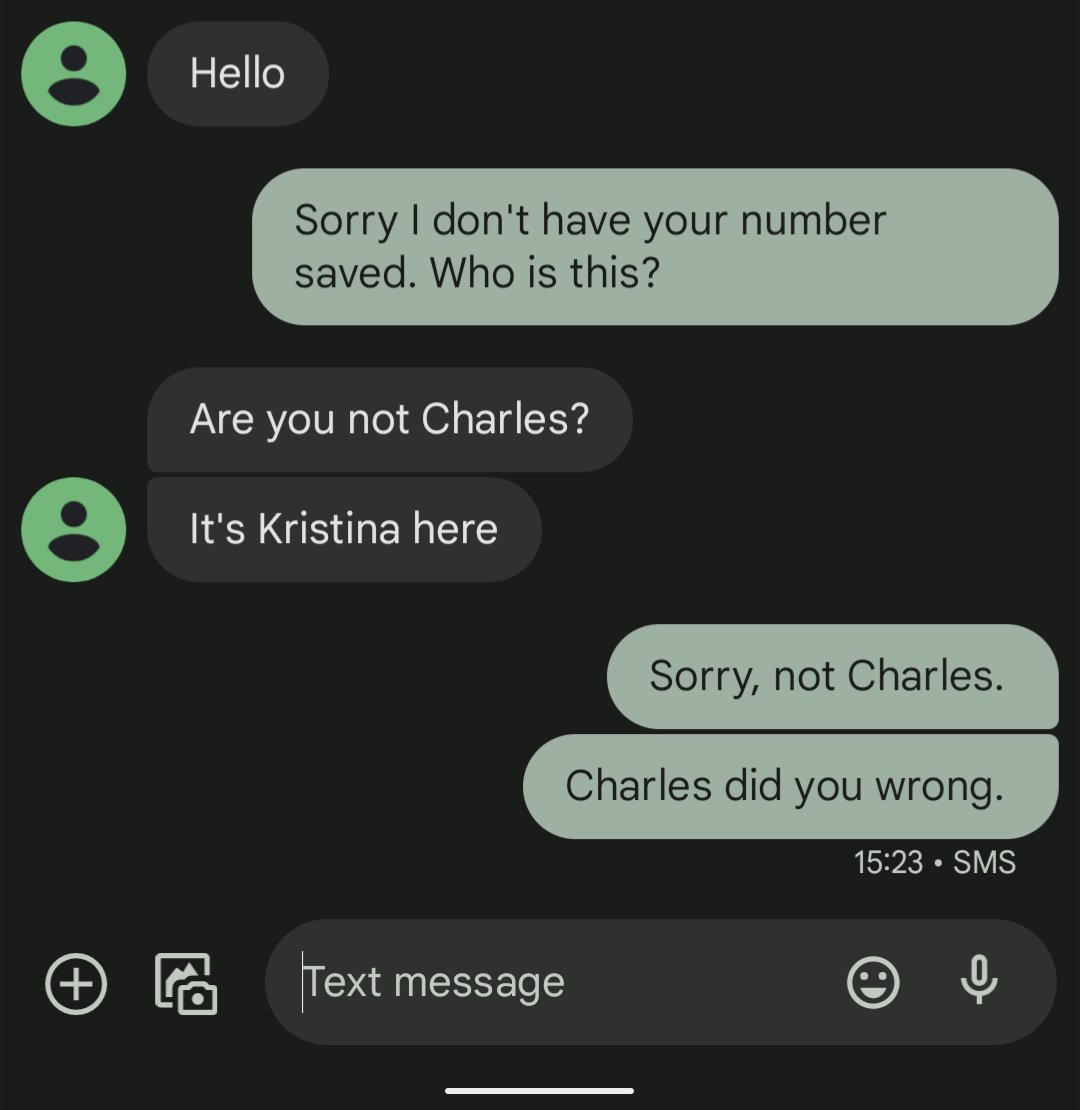 MichaelWPortman's tweet image. Had a wrong number text me earlier today. Took advantage of the moment #WrongText