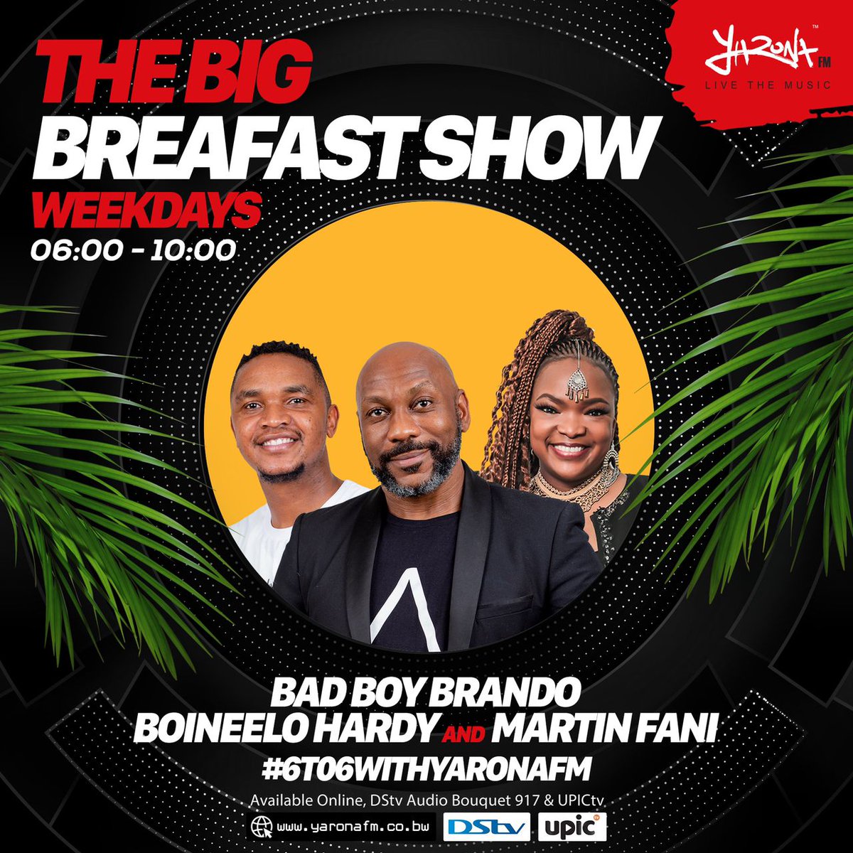 yaronafm's tweet photo. A BIG good morning to you from Bad Boy @BrandoKeabilwe 📻🎵🎶 TUNE IN for #LiveTheTalk and the famous birthday sharrats!
📲Whatsapp: +267 74751545
📲SMS : 16106
☎️Studio Line: +267 3911066
🖥 DStv Channel 917
🖥 UPICtv
🌐https://t.co/Af30HQ5216 https://t.co/aOcWMlAsJo