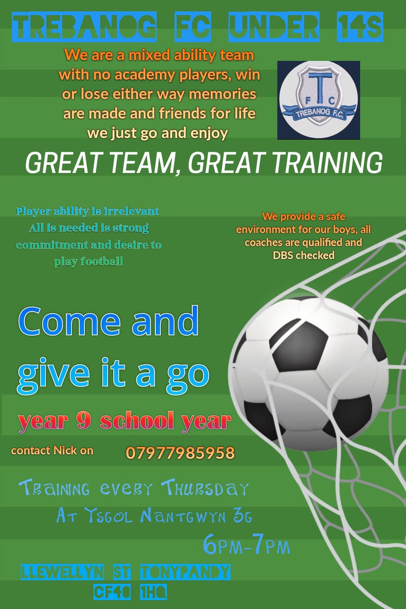 TrebanogU15s's tweet image. Please spread the word and any retweets please.  Just lost another 4 players for various reasons and down the bare bones.  Such a lovely bunch of lads, parents, support and  great set up.  Coach(s) are pretty good too 😁