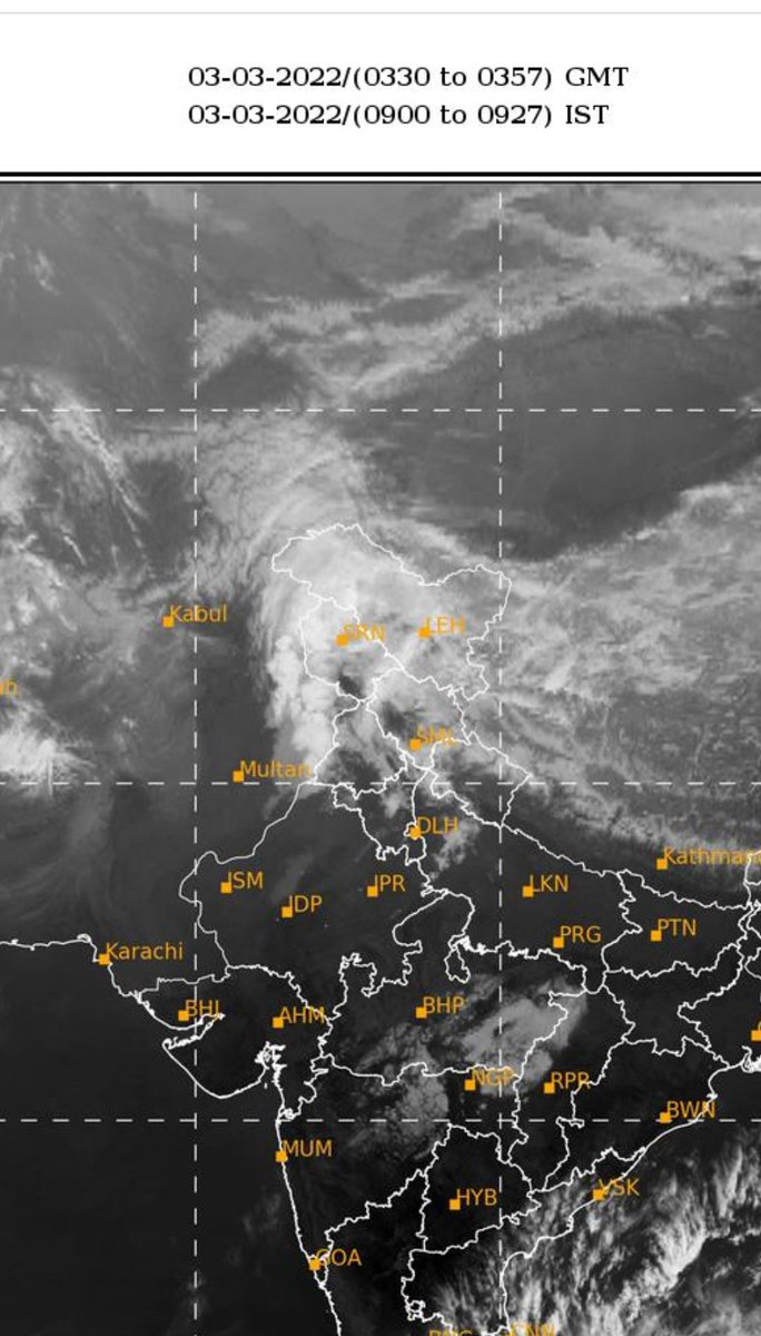 metsrinagar's tweet photo. 𝙒𝙚𝙖𝙩𝙝𝙚𝙧 𝙐𝙥𝙙𝙖𝙩𝙚 𝙅&amp;𝙆(3.3.22):   Another Western Disturbance is likely to affect J&amp;K during 6th (Night) to 8th due to which we expect widespread Light to Moderate  Rain/Snow( Mainly Over higher reaches). There's NO forecast of any significant weather till 7th March. https://t.co/AU3075V286