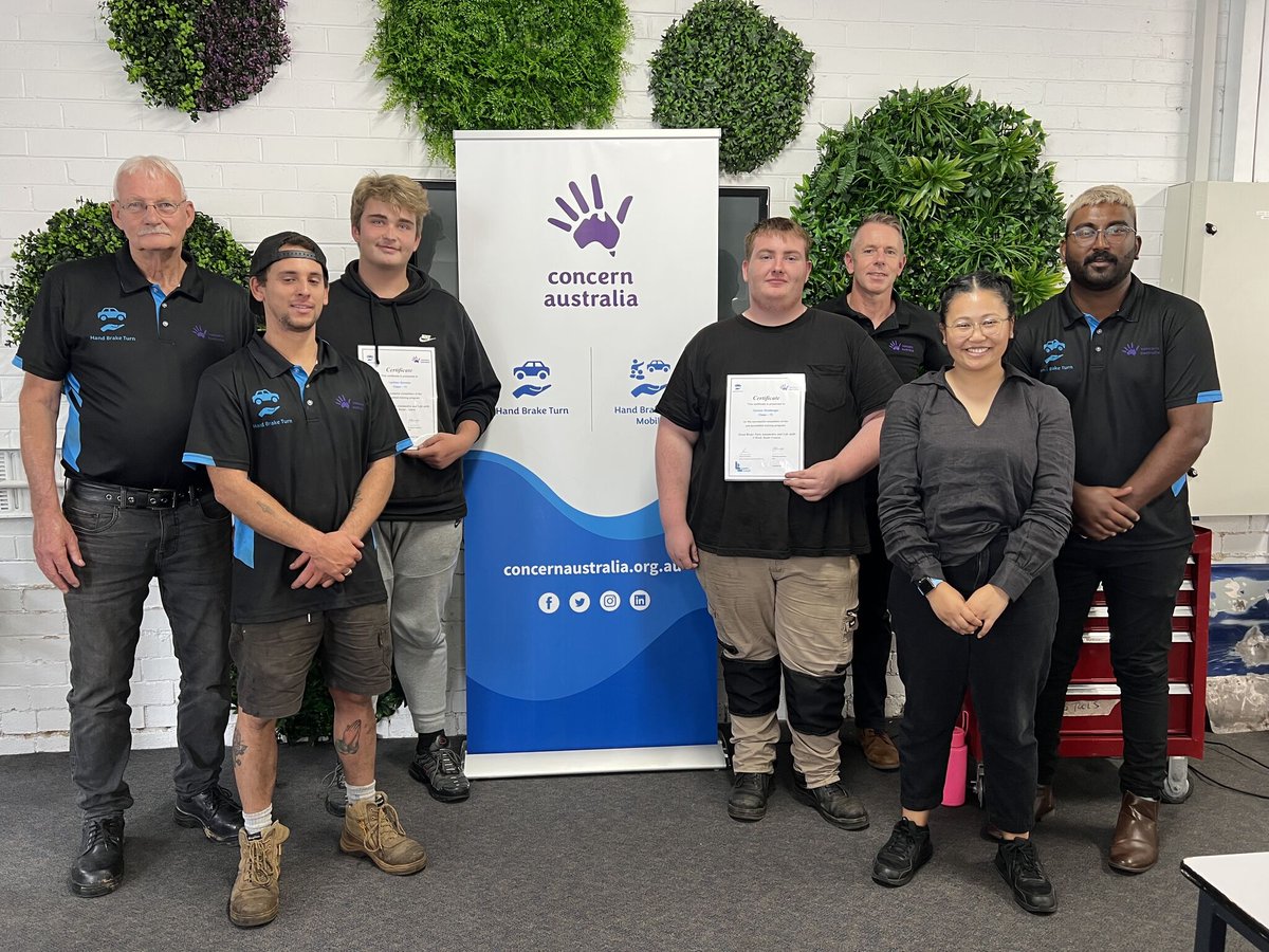 ConcernAust's tweet image. Congratulations to our new #HandBrakeTurn graduates!!👩‍🎓 
#WorkshopCoordinator, Josh Niclair says ‘It’s been a pleasure having you guys at our course, never failing a class, showing your commitment and passion to develop new skills, I’m proud of you all.’
Well done graduates!