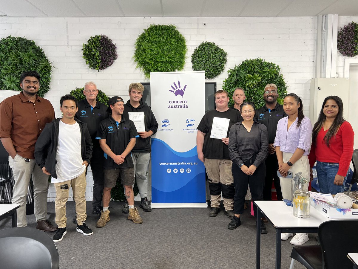 ConcernAust's tweet image. Congratulations to our new #HandBrakeTurn graduates!!👩‍🎓 
#WorkshopCoordinator, Josh Niclair says ‘It’s been a pleasure having you guys at our course, never failing a class, showing your commitment and passion to develop new skills, I’m proud of you all.’
Well done graduates!
