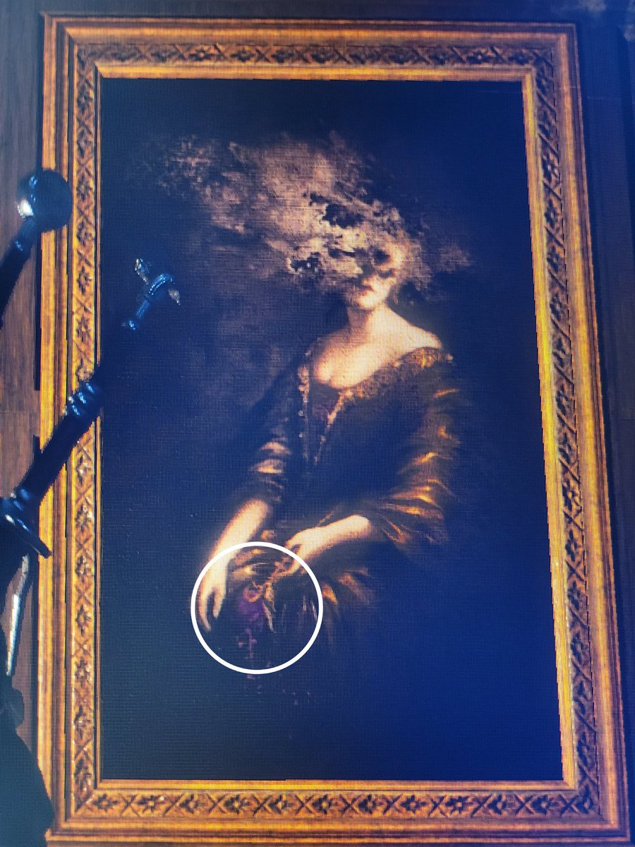 JonssonWynter's tweet photo. Also a random painting of a woman with no eyes? It's creepy and her hands are in a weird position. https://t.co/FLiGogasjF