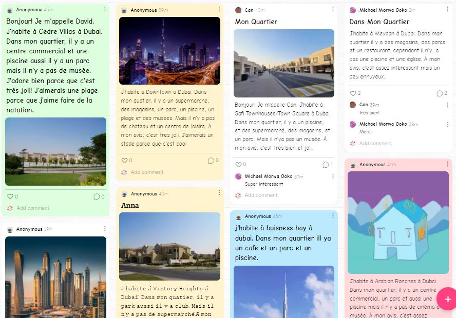 HartlandMfl's tweet photo. Year 7 used @padlet  to write a tweet about their local area. Lots of great writing and reading. #mfl @HartlandIntl https://t.co/F2EQnEhlrw
