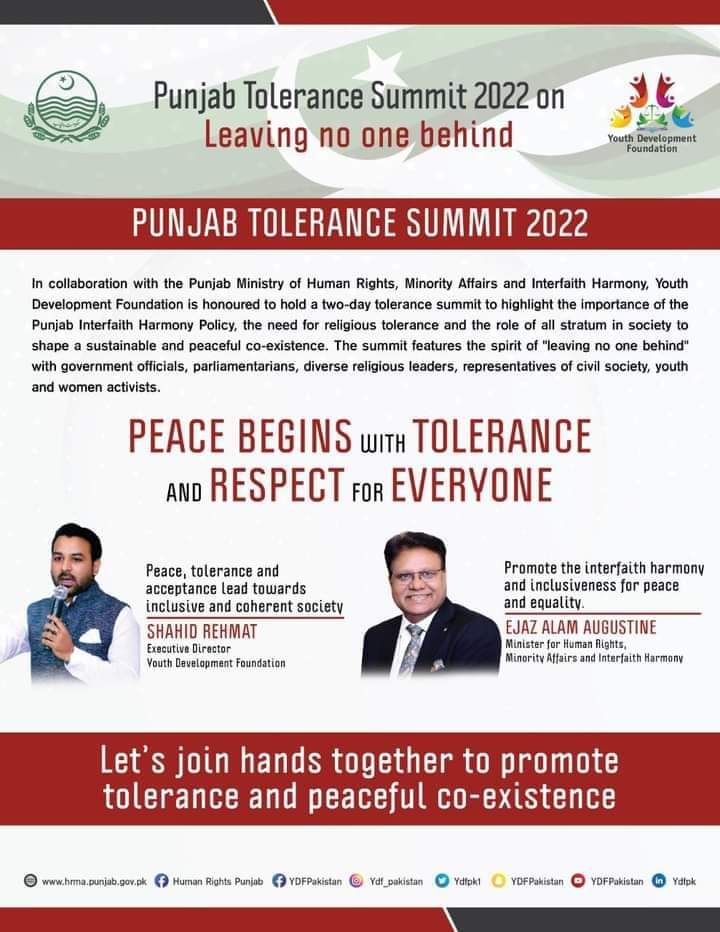 Let’s join hands together to promote tolerance and peaceful co-existence 
#pts2022 #LeaveNoOneBehind 
#humanrightspunjab
Ejaz A Augustine