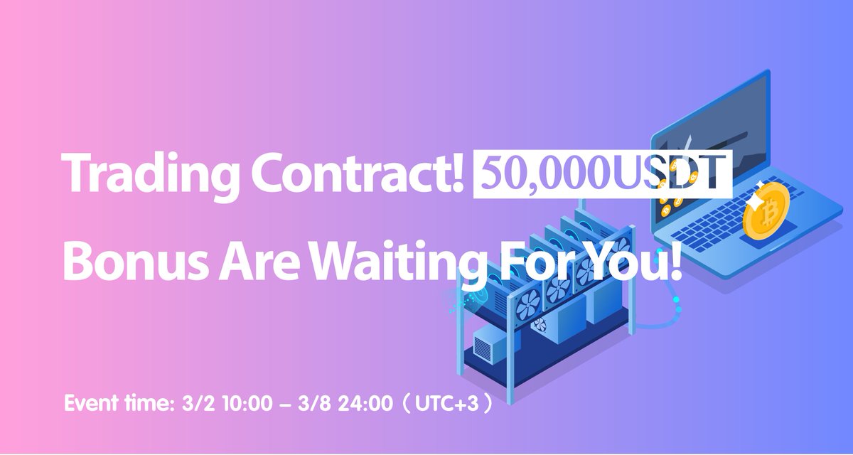 #PluBits Trading contract! 
50,000 USDT bonus are waiting for you!

1⃣Exclusive airdrop for new contract users
2⃣Trading contracts to share 30,000 USDT experience funds
⏲️3/2 10:00-3/8 24:00（UTC+3）

See More：plubits.com/en_US/noticeIn…

#BTC #ETH #contracts