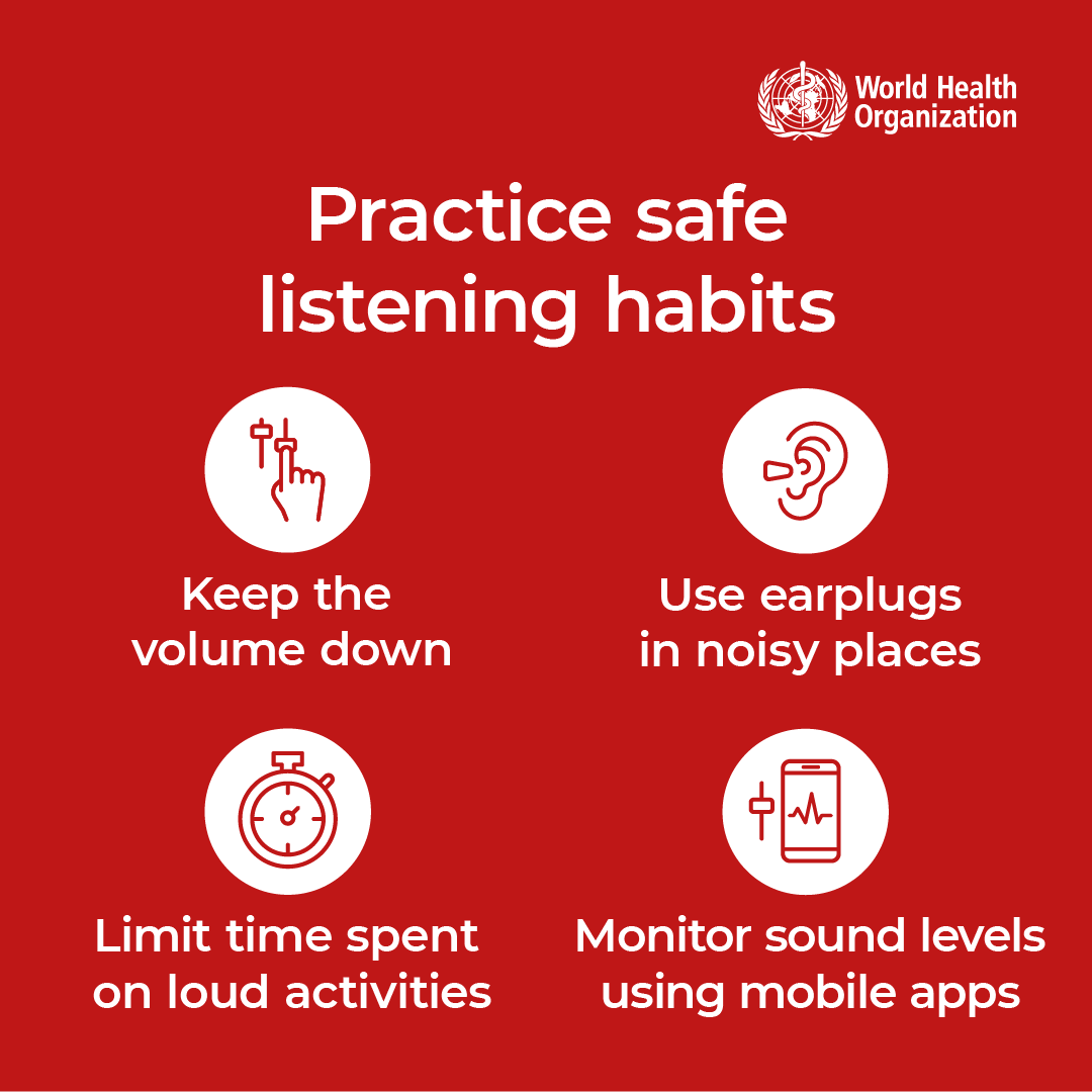 Do you:
📢 Work in a noisy place?
🎧 Use headphones regularly?
🔊 Visit places with loud music? 

You could be at risk of hearing loss. 
Protect your hearing. Get checked regularly! 
👉 bit.ly/3Bqe7Wz 

#SafeListening #WorldHearingDay