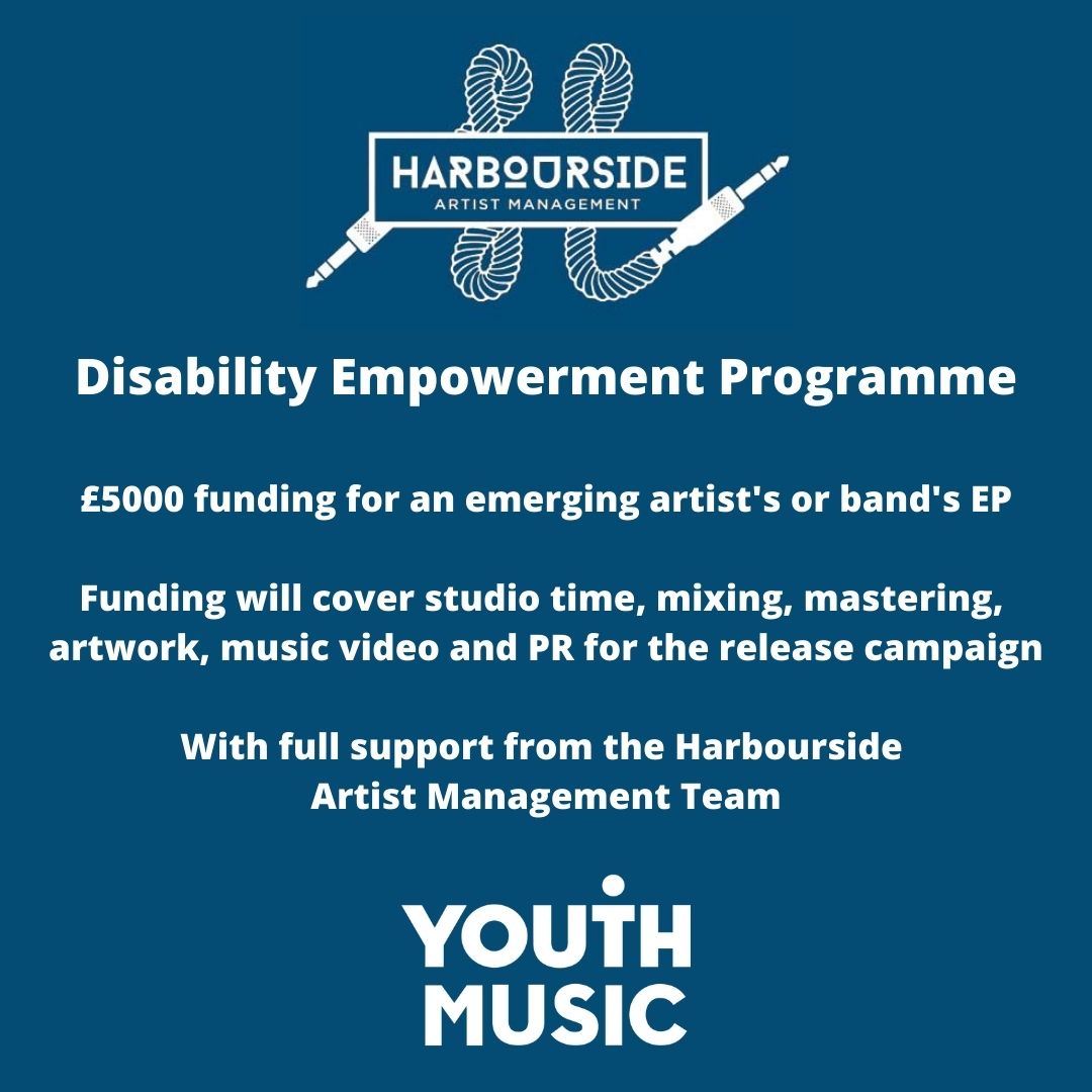 The FAC (@featuredartists) on Twitter photo Last chance for artists to apply to the <a href="/harboursidemgmt/">Harbourside Artist Management</a> Disability Empowerment Programme. The scheme hopes to increase disabled representation in the music industry & it provides £5k funding for an EP release.
Apply here (Monday 7th deadline): bit.ly/3ItUFv6 Last chance for artists to apply to the <a href="/harboursidemgmt/">Harbourside Artist Management</a> Disability Empowerment Programme. The scheme hopes to increase disabled representation in the music industry & it provides £5k funding for an EP release.
Apply here (Monday 7th deadline): bit.ly/3ItUFv6