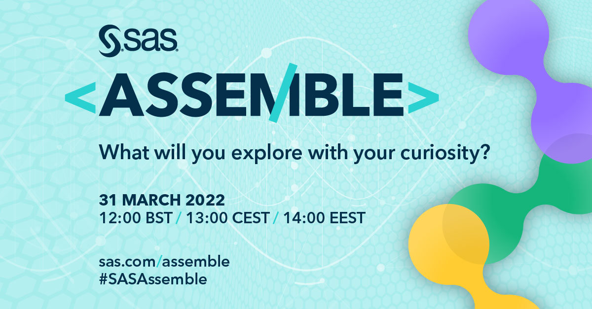 SASsoftwareUKI's tweet image. Are you interested in joining us for #SASAssemble 2022? Whether you&apos;re new to SAS or a SAS Pro, join our virtual event for free and discover a wide selection of sessions. Registration is complimentary - 2.sas.com/6010KZ2wg #AI #Analytics #Coding #Data
