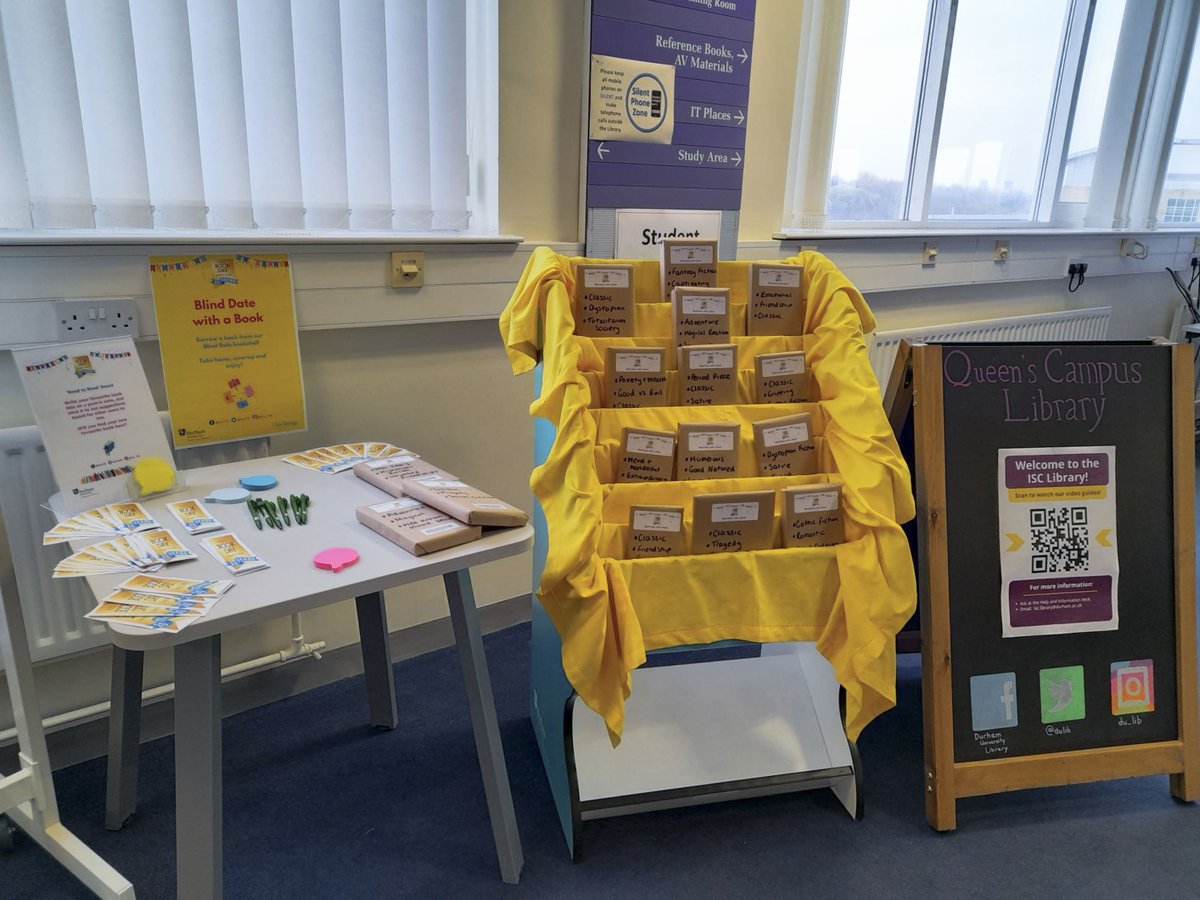dulib's tweet image. Today is World Book Day! 📚🎉 

Our books are waiting patiently on our Blind Date bookshelves at the Billy B and ISC Library to be taken on their dates – simply choose a book, check it out, unwrap it and enjoy! 

#WorldBookDay #BlindDateWithABook #DULib
