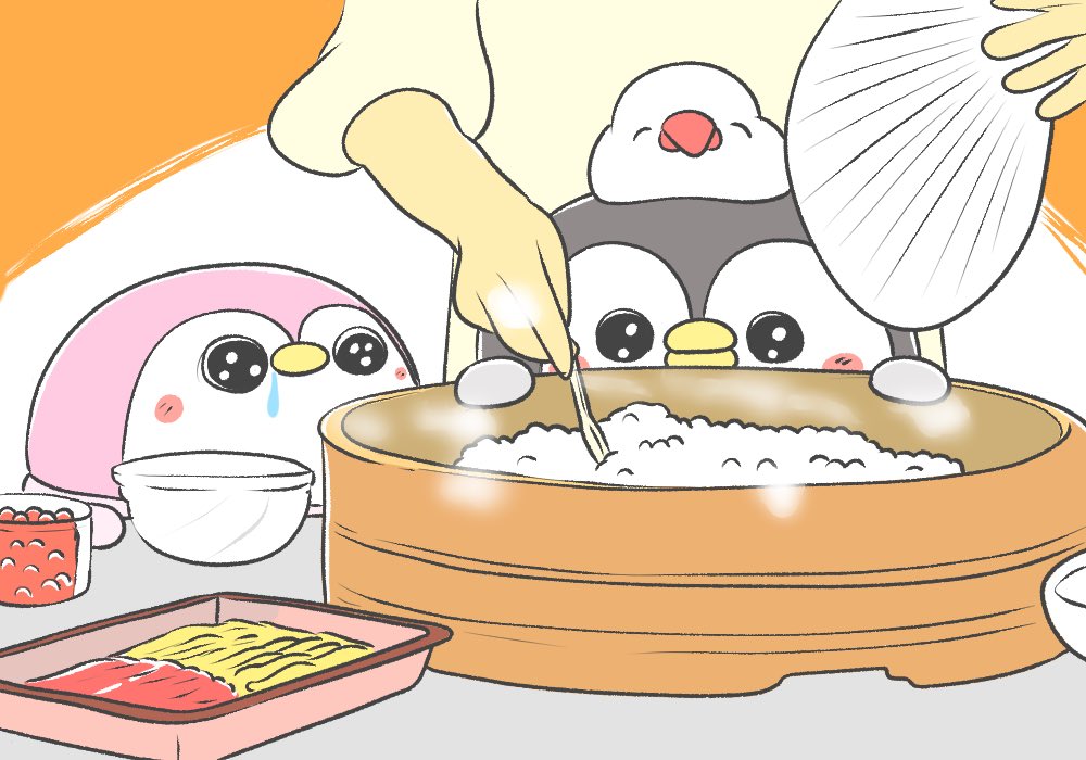 「ペンギンとちらし寿司 」|ペンギンの優しい世界-お腹すい汰＠のイラスト