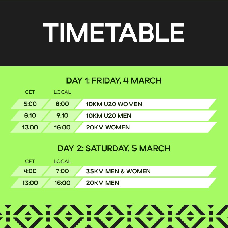 WorldAthletics's tweet photo. Are you ready for some race walking?

The #WorldRaceWalking Team Championships get underway in Muscat tomorrow. 

Here's how you can watch and follow 📲