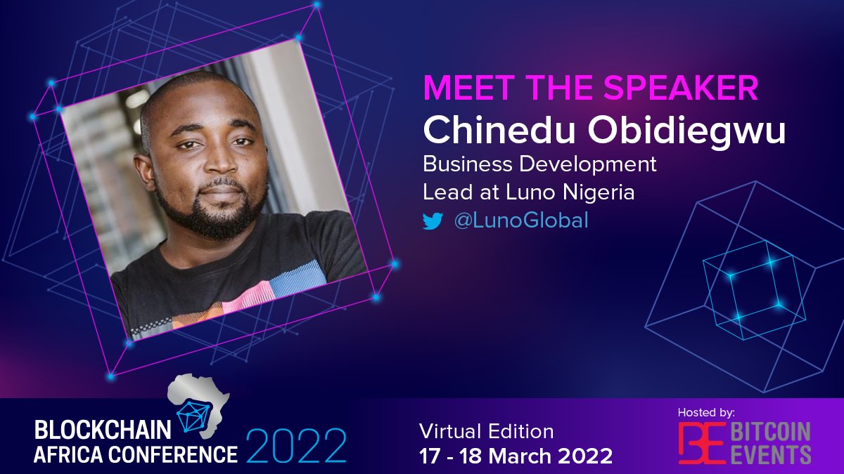 📢We're delighted to welcome Chinedu Obidiegwu, Business Development Lead at <a href="/LunoGlobal/">Luno</a> Nigeria, as a speaker at #Blockchain #AfricaConference 2022: Ready for Business? #BAC2022!

Chinedu will participate on the panel: #CBDCs: How Will the Future Unfold?

bit.ly/3vj1R9D