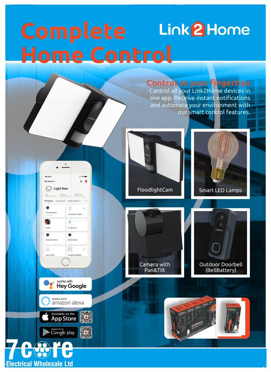 7coreelectrical's tweet image. Looking to upgrade your external lighting? Why not add some extra security and control to it with a Link2Home  camera security light with fully controllable PIR and Alexa integration? Available from participating branches buff.ly/2VpJf4f #7core #smarthome #alexa #fyp