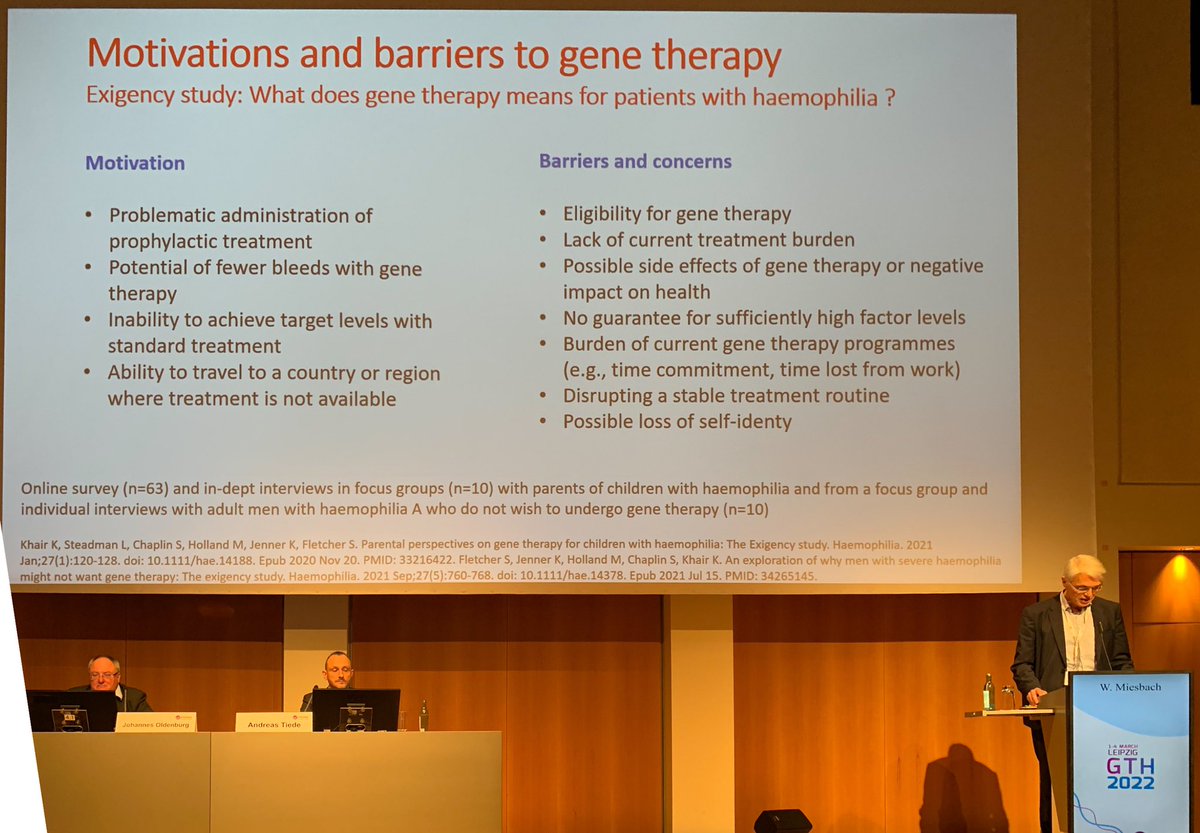 Karen_Pinachyan's tweet image. Amazing overview on #GeneTherapy in #hemophilia at #GTH2022 by Wolfgang Miesbach. 2 key slides : #Exigency study of @katekhair @abookclubof1 &amp;amp; colleagues on motivations and barriers, &amp;amp; @EAHADnews @EHC_Haemophilia joint paper on gene therapy care delivery model