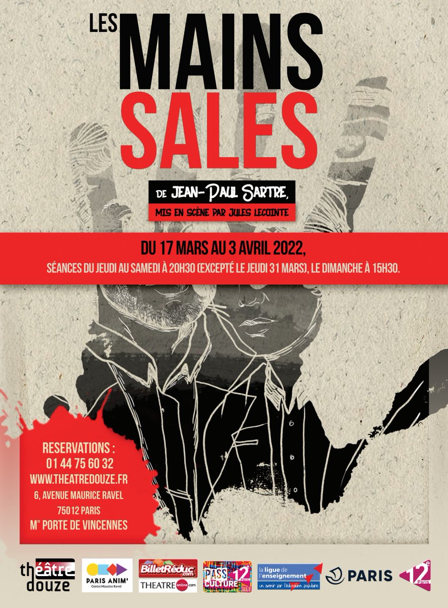 Juldans's tweet image. Les Mains Sales de Jean-Paul Sartre enfin au théâtre Douze ! #Sartre #Lesmainssales #théâtre 
Première dans 15 jours !