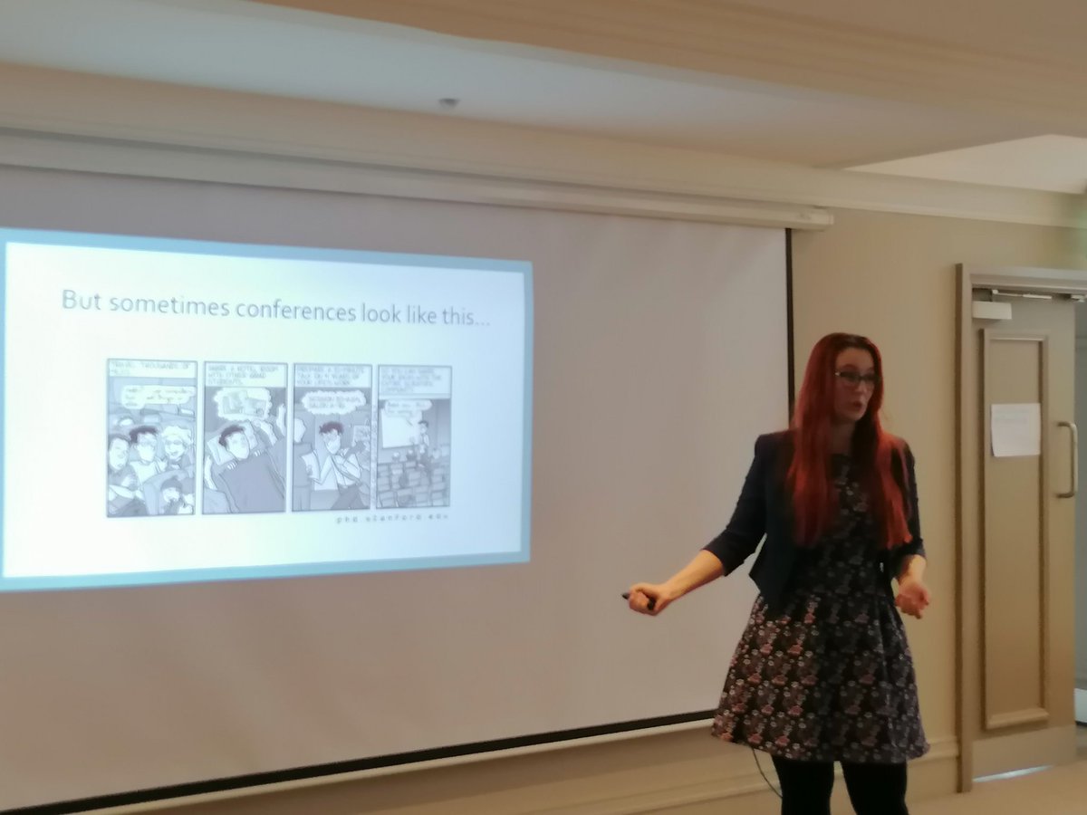 AdinaDudau's tweet photo. Always a place for @PHDcomics -@UofGAsbs @StirlingCampus @Michaela_Hrus enjoying herself while engaging others at @UofGSocSci #PGRsymposium on networking while conferencing https://t.co/zUnx0lub4D