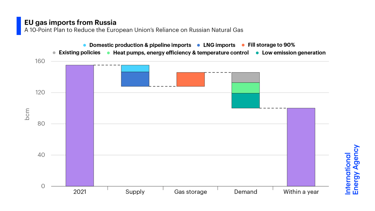 The EU needs to act quickly to reduce its reliance on Russian natural gas

<a href="/IEA/">International Energy Agency</a>’s 10-Point Plan shows how the EU can cut gas imports from Russia by over a third in a year while supporting the transition to clean energy in a secure &amp; affordable way

More ➡️ iea.li/3HDUHPu