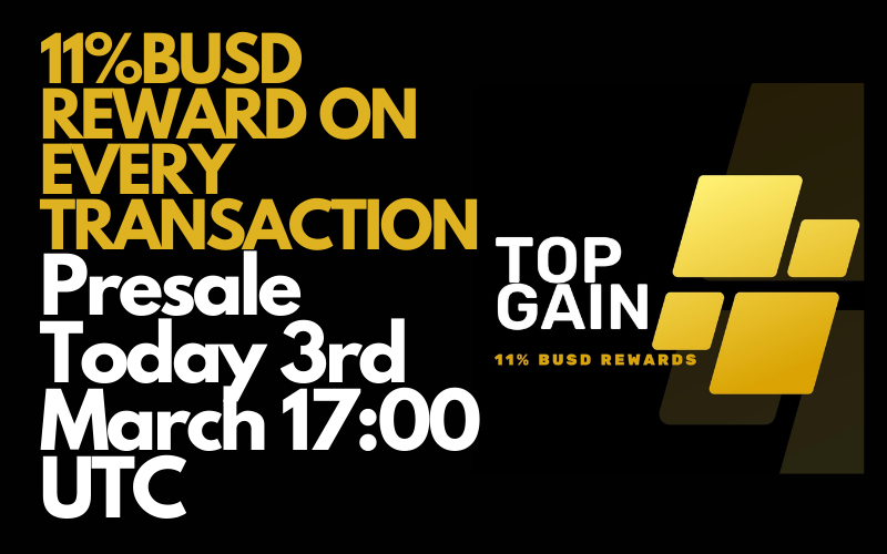 TopGainbsc's tweet photo. Presale Today 17 UTC on @pinkecosystem 
LINK: https://t.co/QGLSq7u2GC

TG Group: https://t.co/ojlOMwusZd

Don't miss this huge chance!
11% BUSD REWARDS ON EVERY TRANSACTION

#BSC #BSCGem #ElonMusk #presale #gems #x1000Gems #Pinksale https://t.co/d53JjPyopp