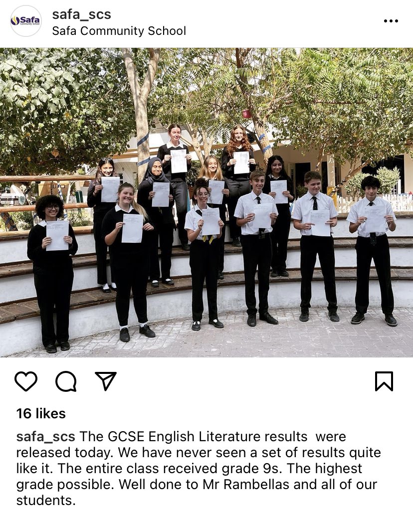 Our current Year 11 English Literature students all achieved  a grade 9 in their recent GCSE! What an achievement