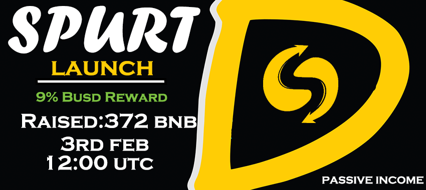 Double reflection from single hold🔥
First ever 2 in 1 Auto 9% Busd reflection🚀
Your first 1000x Gem in 2022💰
Passive income, Secure your future💰

✅Dapp live
✅Team KYC
✅Audit

372 BNB Raised🔥
Pancakeswap Launch 12 UTC 
Don't miss it🔥
<a href="/CoinSpurt/">Spurt</a> 
pancakeswap.finance/swap?outputCur…