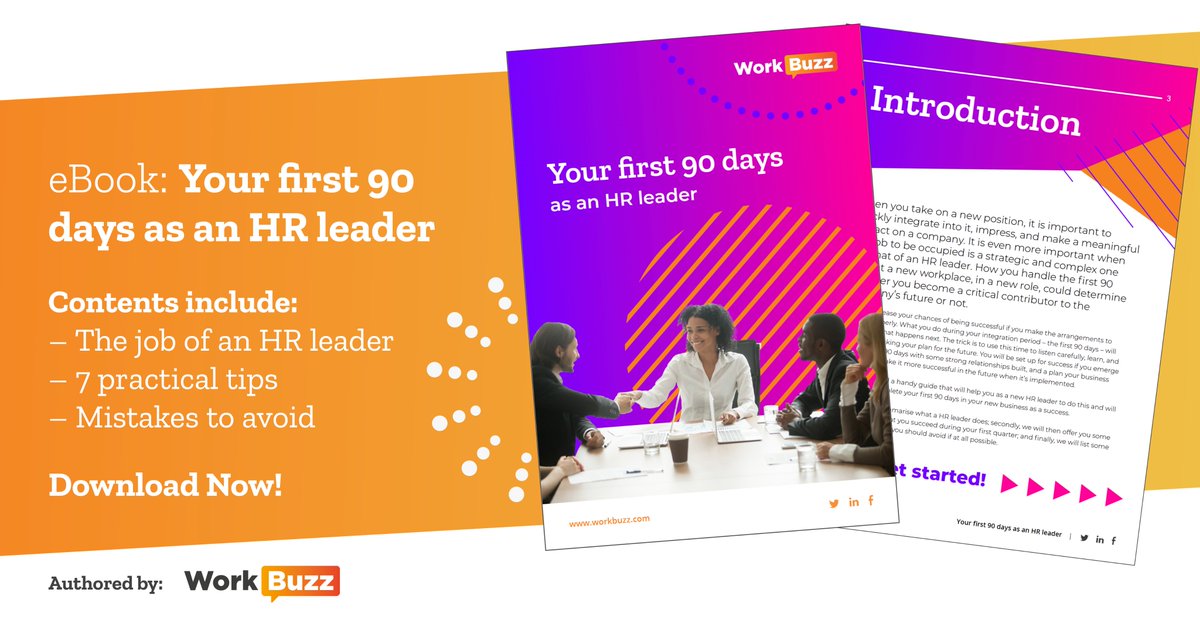 workbuzzd's tweet image. 🚨 NEW eBook alert 📙

📣 'Your first 90 days as an HR leader'

Congratulations on your new role as an HR leader - what an exciting time 🥳! Our latest eBook offers 7 top tips on how to make it a success.

Download it here ➡️: bit.ly/3IHeZZP

#hr #leader #newtorole