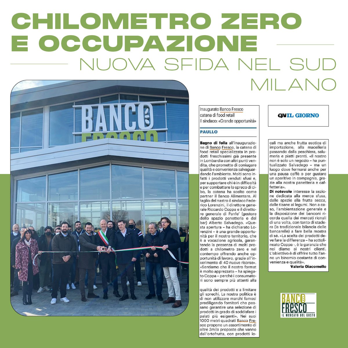 #BancoFresco inaugura un nuovo store a #Paullo, il suo 4° in #Lombardia 🥳🥂

La catena #foodretail specializzata nei freschi e freschissimi conferma il suo classico #format attento alla #qualità dei prodotti e a limitare gli sprechi. 

#food #GDO #inaugurazione #IlGiorno