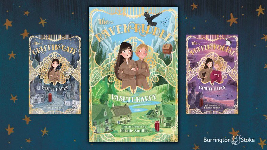 vashti_hardy's tweet photo. Happy #WorldBookDay everyone! And I have a book out today! The Raven Riddle illustrated by @natsmillie and published by @BarringtonStoke Making a beautiful set (so far ;) Thanks everyone for reading and supporting this inventive adventure mystery series! โค๏ธ ๐ #dyslexia #mgbooks https://t.co/db4VGdNkzN