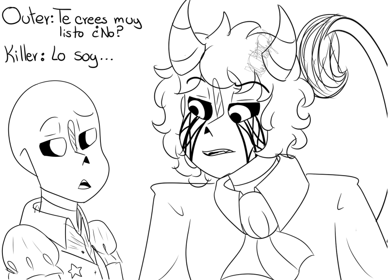 WildCatv9's tweet photo. boceto raro de OuterKiller jsjs como la bella y la bestia B) UY sisi hare más de esto uvu 

Se supone que Killer es una bestia, más el animal que predomina es el león xd así que tiene melena¿ 

#Ship #Outer_x_Killer #La_Bella_y_La_Bestia #Boceto https://t.co/Glp6WJclfH