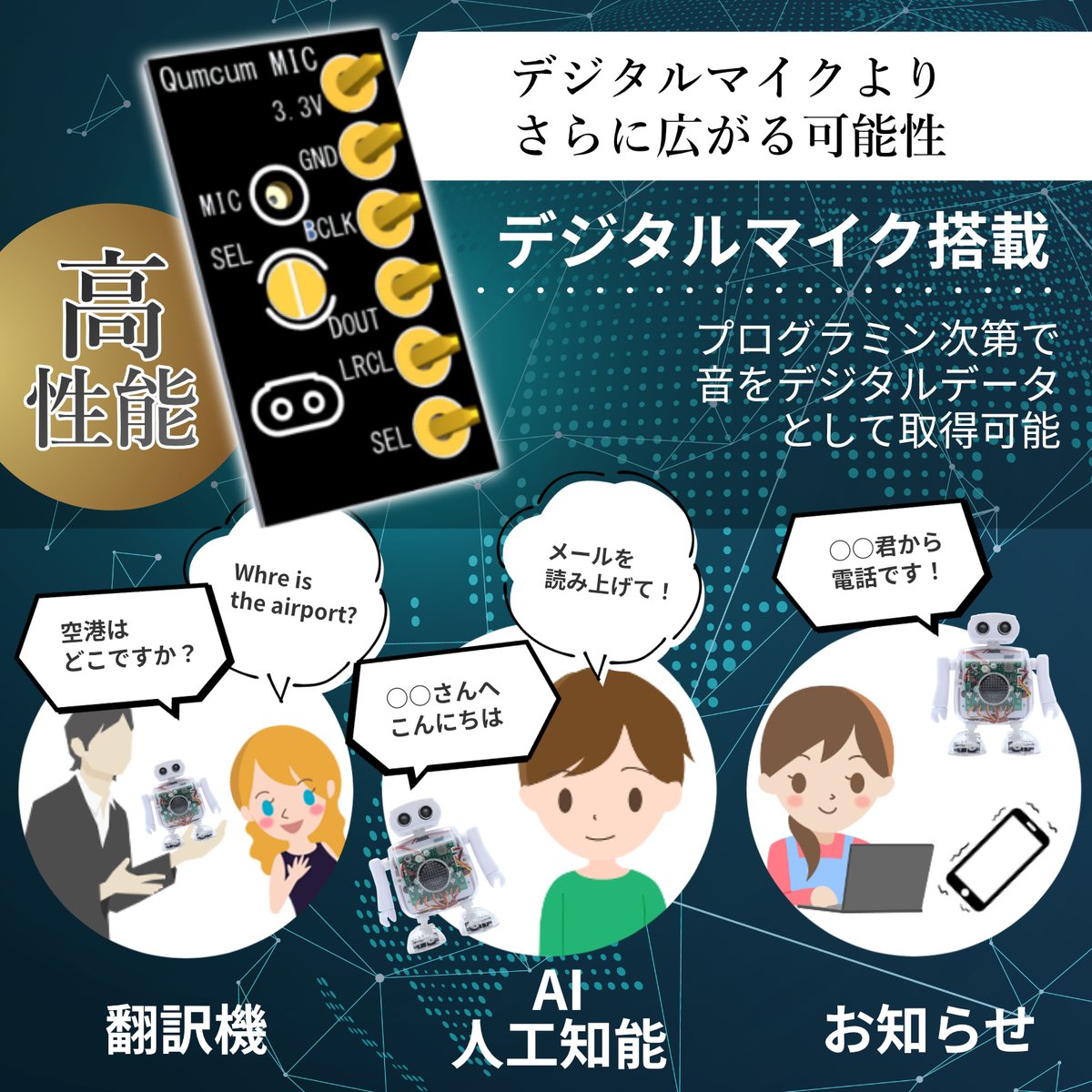 cretaria_inc's tweet photo. QumcumPROはデジタルマイク採用により以下の画像のようなことがプログラミング次第でできます！
あなたの未来を広げるプログラミングロボット「QumcumPRO」今なら20%OFFで50台先行販売中です！

Amazonページ↓
https://t.co/JV60IXV24a

#Qumcum #クムクム #QumcumPRO #PR #プログラミング https://t.co/0qrZ65UYOD