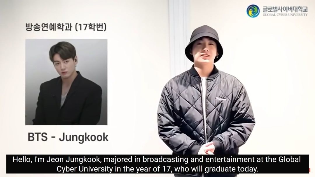 inquirerdotnet's tweet photo. CONGRATS, JUNGKOOK! 

LOOK: BTS’ Jungkook officially graduated from Global Cyber University with a degree in Broadcasting and Entertainment on Thursday, March 3.  Jungkook also received the ‘President’s Award’, the highest award given to graduates. 

📸:Global Cyber University YT https://t.co/5MIMQKiwP9