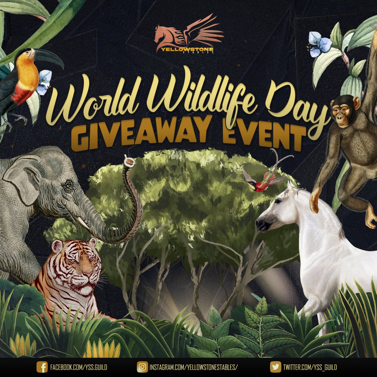 MetaPlayGuild's tweet photo. In Celebration of World Wildlife Day, 𝐘𝐄𝐋𝐋𝐎𝐖𝐒𝐓𝐎𝐍𝐄 𝐒𝐓𝐀𝐁𝐋𝐄𝐒’ is giving away $USDT to three people
 
@PegaxyOfficial 
@RealCoreyWilton 
#Pegaxy
#PegaxyScholarship
#YellowstoneStables

𝐇𝐨𝐰 𝐭𝐨 𝐄𝐧𝐭𝐞𝐫 𝐭𝐡𝐞 𝐆𝐢𝐯𝐞𝐚𝐰𝐚𝐲?

1/4 https://t.co/DOEeBZOJDd
