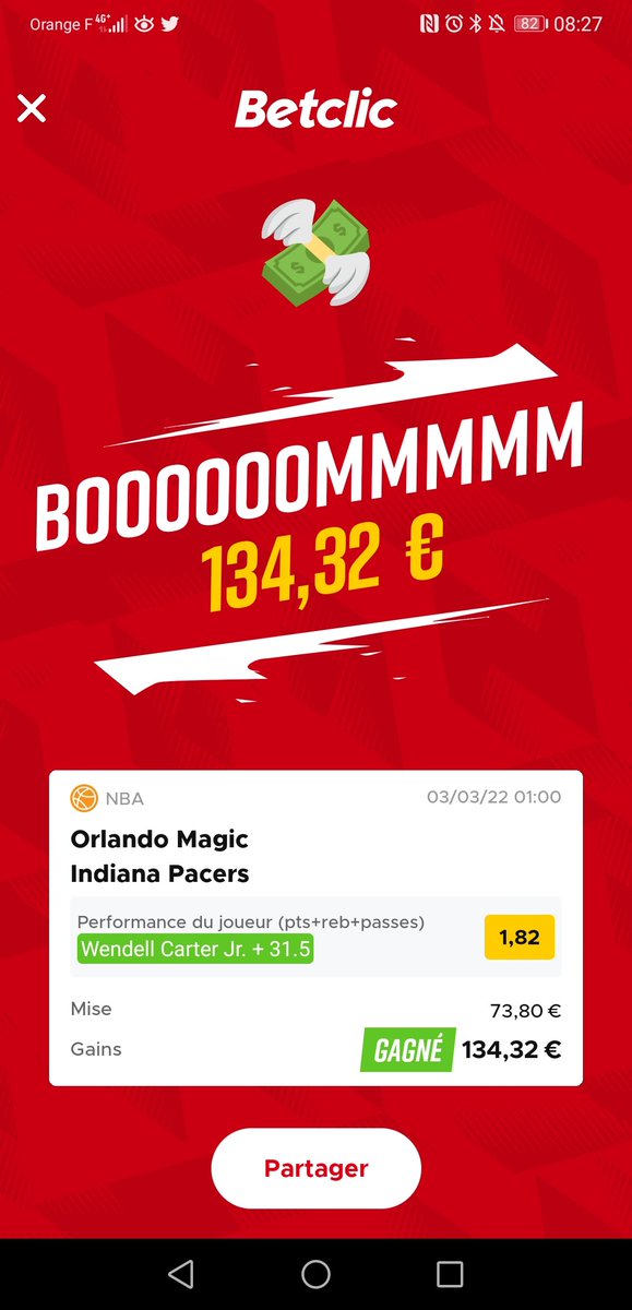 MrCreepps's tweet photo. @JPronos23 +13.5 pas dispo sur betclic mais j'encaisse quand même.
Merci 😘 https://t.co/v7l6GRaELG