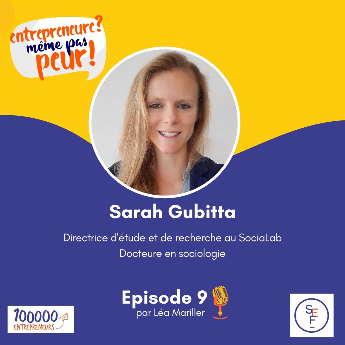 100000e's tweet photo. 🎙Retrouvez le 9e épisode de notre podcast Entrepreneure ? Même pas peur ! Avec Sarah Gubitta, Directrice d'étude et de recherche au #SociaLab, Docteure en sociologie. La mesure d’impact social est son métier.

Spotify : https://t.co/Cgyq9T7lXn
Youtube : https://t.co/Yxt1DQ2phd https://t.co/hSRpokNWxQ
