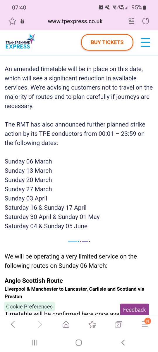 Geot88's tweet photo. The TPE website still has alerts for Sunday 13th March as Strike Action - can you reconfirm this is incorrect?

Need to make alternative plans so would be grateful for up to date correct information before we state switching trains from Liverpool-Glasgow. https://t.co/KzThq5xTqz