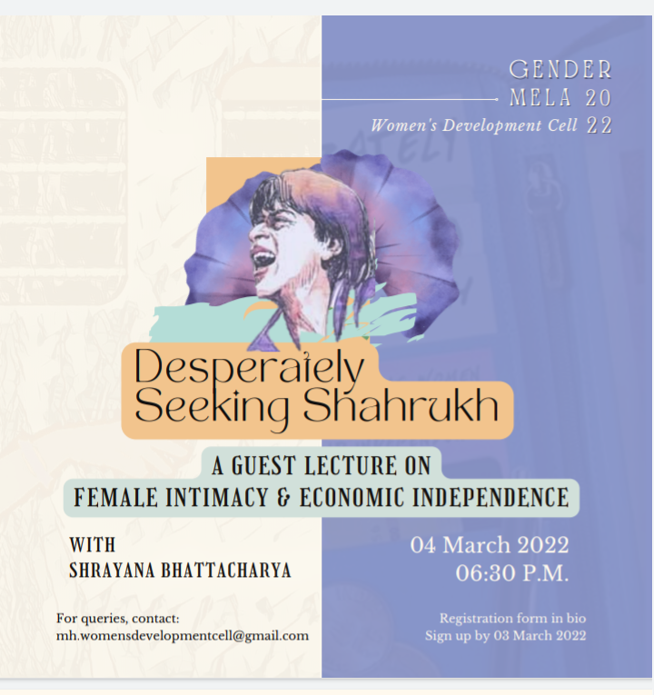 BShrayana's tweet photo. Tomorrow at 6.30pm, I'll be doing a guest lecture at the annual Miranda House Gender Mela @mirandawdc  You can register here: https://t.co/FBXqgv12n8 https://t.co/PTUYhosc7c