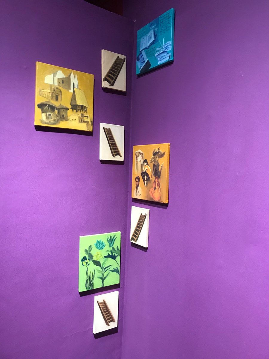 Shubha_a's tweet photo. Exhibit #2: Stairways

Artist: Pooja Duwal 

The art work showcases how internet has made it possible for Duwal to explore her interests, and sparked new ones, which otherwise would have been inaccessible. The internet in her imagination as a ladder that leads to various rooms. https://t.co/NeaSUfI4mZ