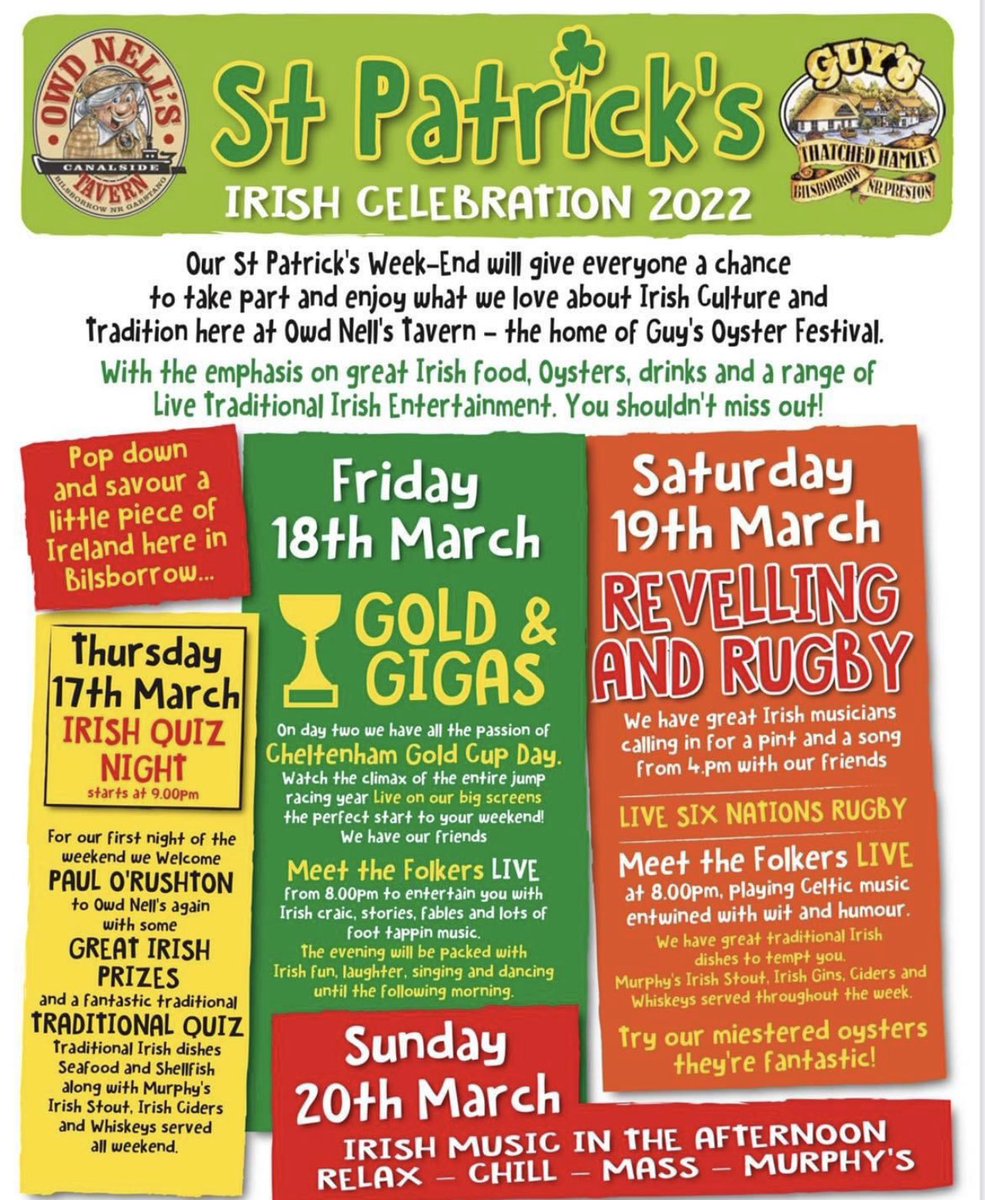 OwdNellsTavern's tweet image. Looking forward to seeing you all over our #StPats week-end!!! Bringing a little bit of Ireland too Bilsborrow!!! #canalside #StPatricksDay