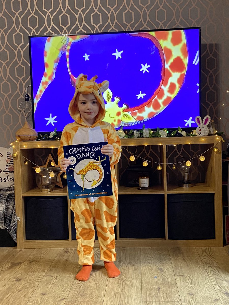 kloubear88's tweet photo. @WorldBookDayUK #WorldBookDay  josh has dressed up as Gerald from the book Giraffes can’t dance #Iamreader we love reading bed time stories together it’s a lovely bonding time https://t.co/o0WamnI3Hj