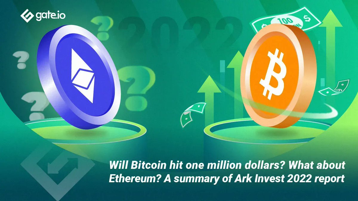 Gate's tweet photo. 😎 Ark Invest released its report “Big Ideas 2022” that talks about the next big thing to come in the financial markets and technologies

📣 Will #BTC hit $1 Million? 
📣 Can #ETH's market cap exceed $20 Trillion？

👉Read more at: https://t.co/slpPYR3aVs

#Gateio https://t.co/3NrBjrmF4I